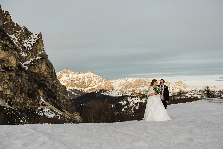 Snowy Romance in the Italian Dolomites Winter Wedding 0021A