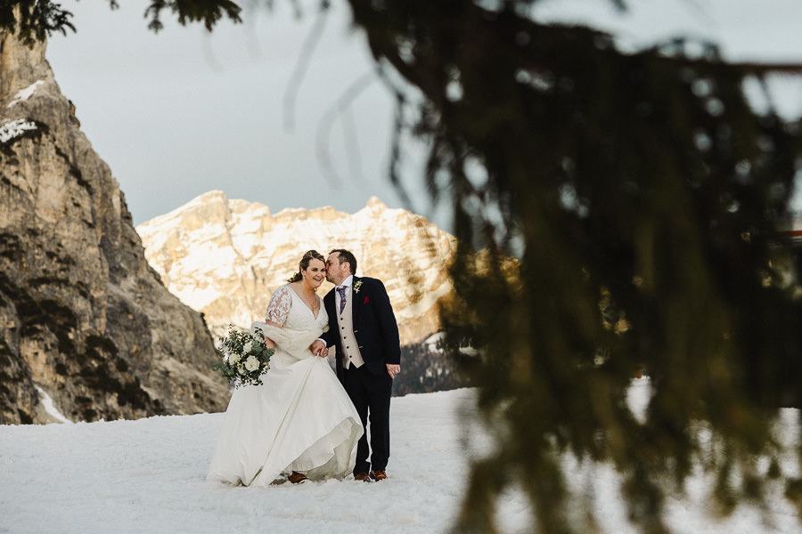 Snowy Romance in the Italian Dolomites Winter Wedding 0022A